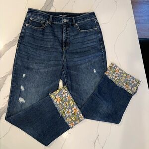 INC International Concepts Embroidered-Cuff Cropped Jeans, 10